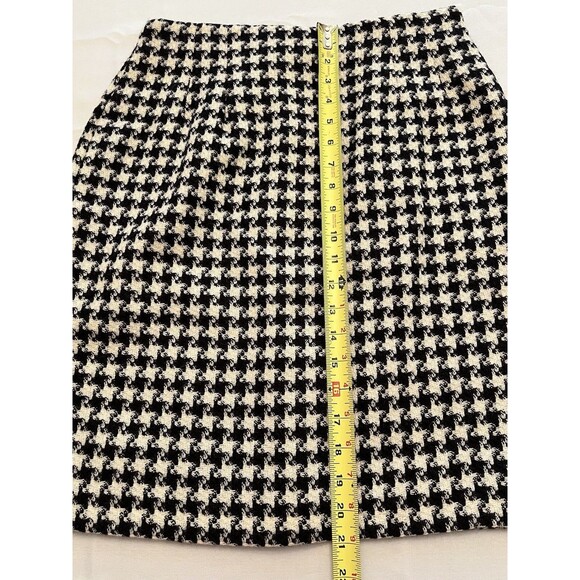 CHADWICKS Black White Houndstooth Pencil Skirt Women 10 Petite Wool Lined Career - Picture 10 of 10